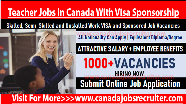 Teacher Jobs in Canada With Visa Sponsorship 2023 [Apply Online]